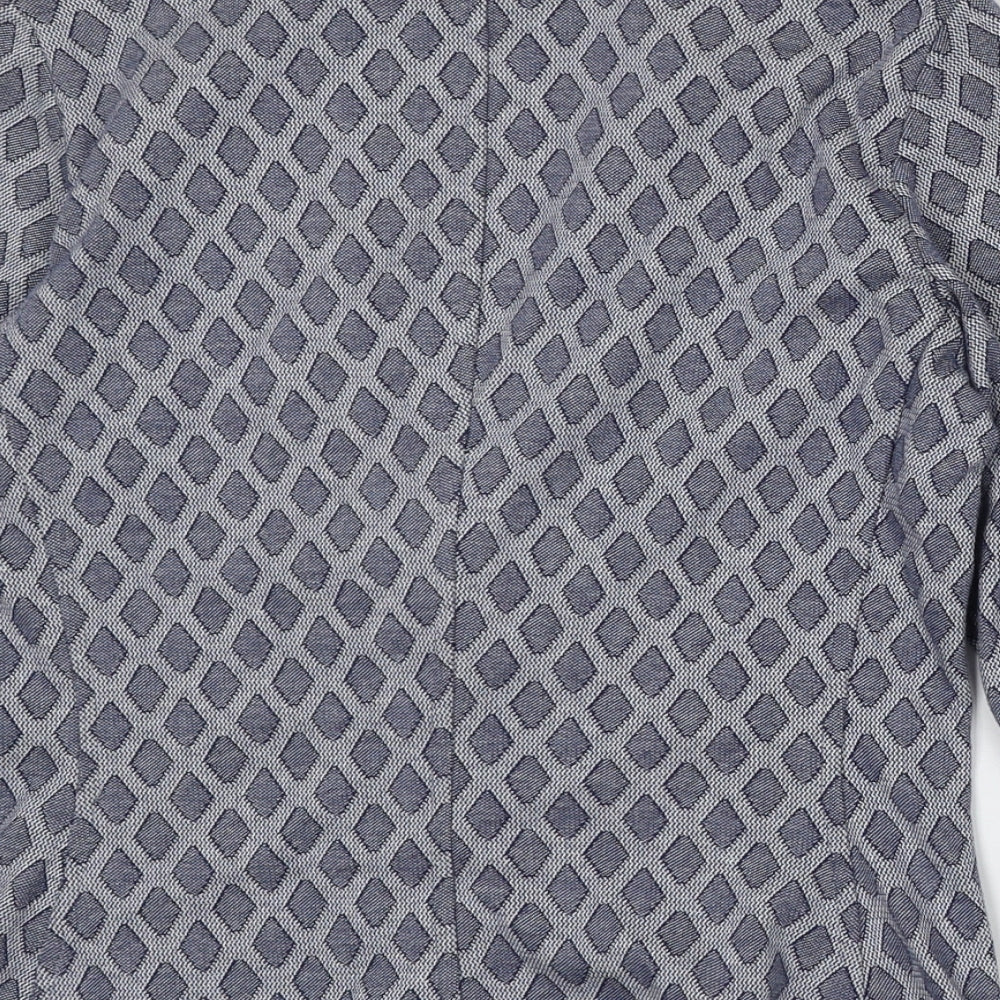 PURE Collection Womens Blue Geometric Cotton Jacket Blazer Size 8