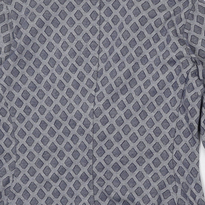 PURE Collection Womens Blue Geometric Cotton Jacket Blazer Size 8