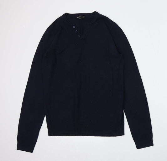 Red Herring Mens Blue V-Neck  Acrylic Pullover Jumper Size S