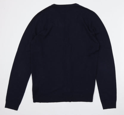 Red Herring Mens Blue V-Neck  Acrylic Pullover Jumper Size S