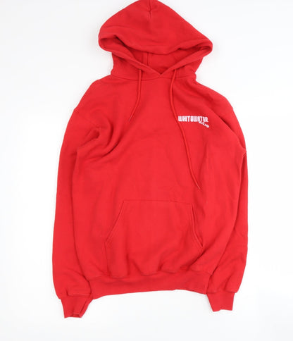 Mens UK Size S Fruit of the Loom Red Henley Hoodie
