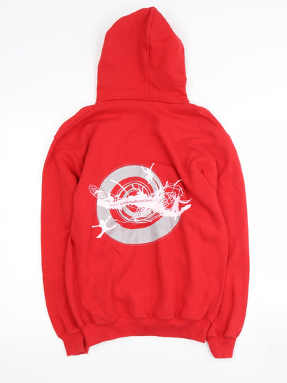 Mens UK Size S Fruit of the Loom Red Henley Hoodie