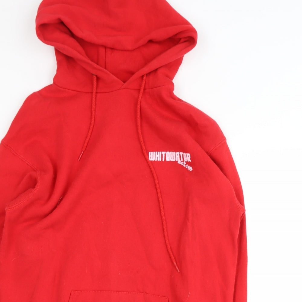 Mens UK Size S Fruit of the Loom Red Henley Hoodie