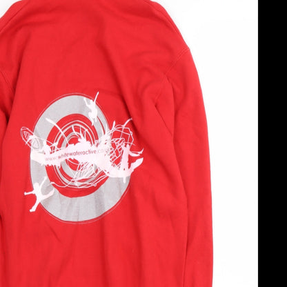Mens UK Size S Fruit of the Loom Red Henley Hoodie
