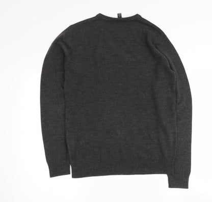 Ceder wood state Mens Grey V-Neck  Acrylic Pullover Jumper Size S