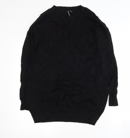 Capsule  Womens Black V-Neck  Viscose Pullover Jumper Size M