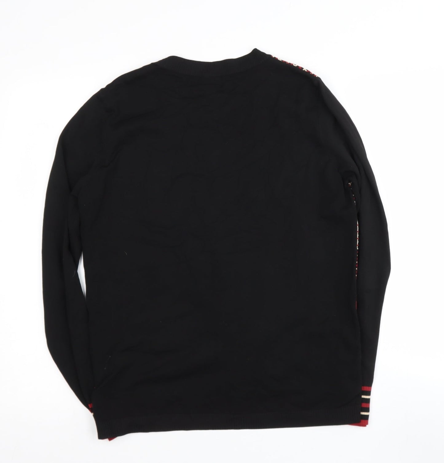 Papya Womens Black Round Neck Geometric Polyamide Henley Jumper Size 14