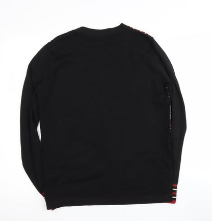 Papya Womens Black Round Neck Geometric Polyamide Henley Jumper Size 14