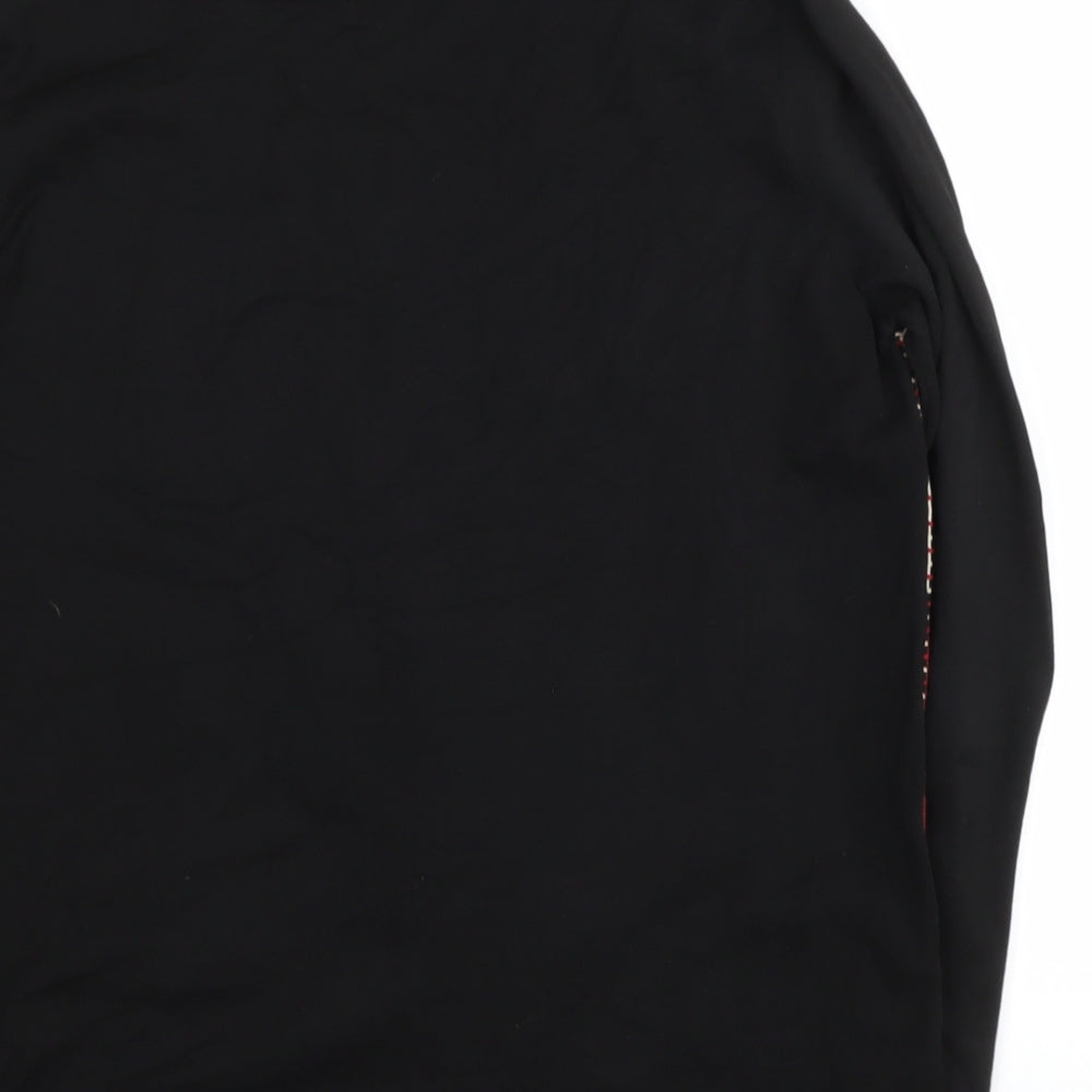 Papya Womens Black Round Neck Geometric Polyamide Henley Jumper Size 14