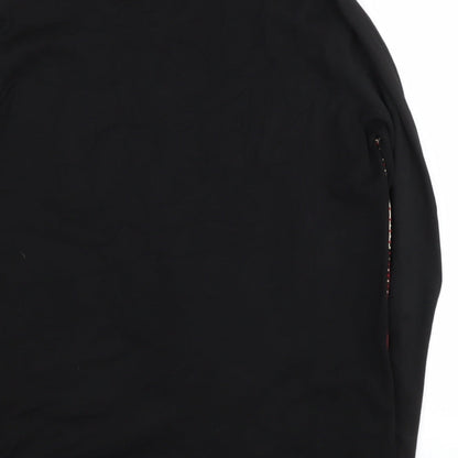 Papya Womens Black Round Neck Geometric Polyamide Henley Jumper Size 14