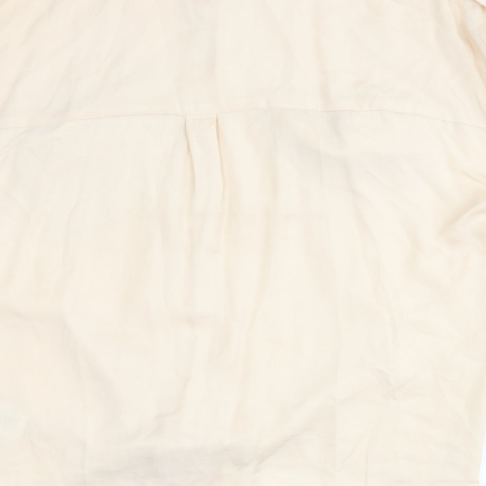 Oasis Womens Beige  Viscose Cropped Blouse Size 10 Collared
