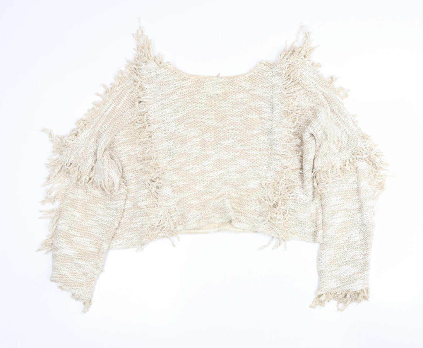 miss A Womens Beige Round Neck  Cotton Pullover Jumper Size M