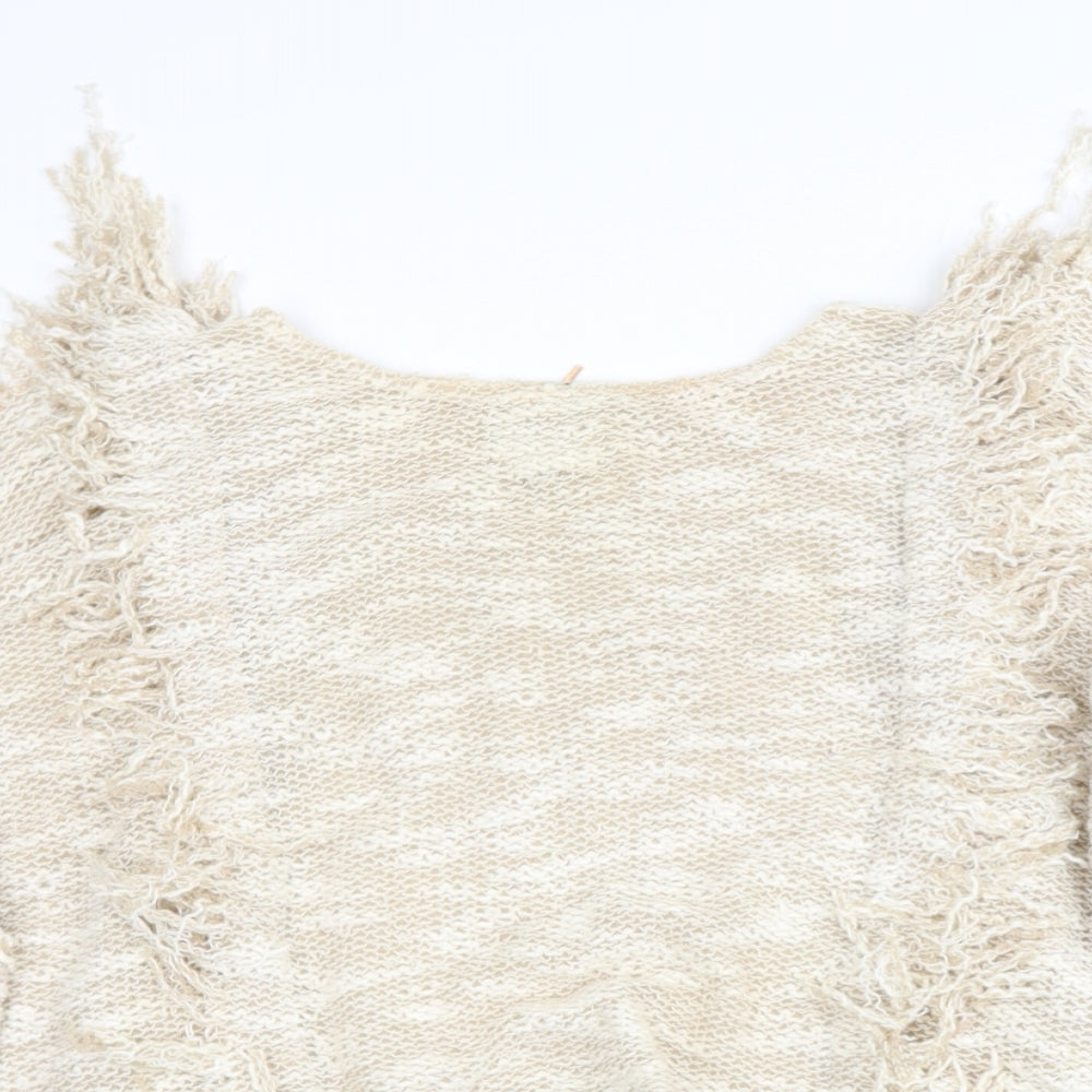 miss A Womens Beige Round Neck  Cotton Pullover Jumper Size M