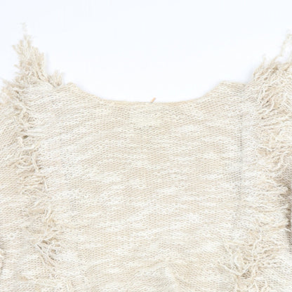 miss A Womens Beige Round Neck  Cotton Pullover Jumper Size M