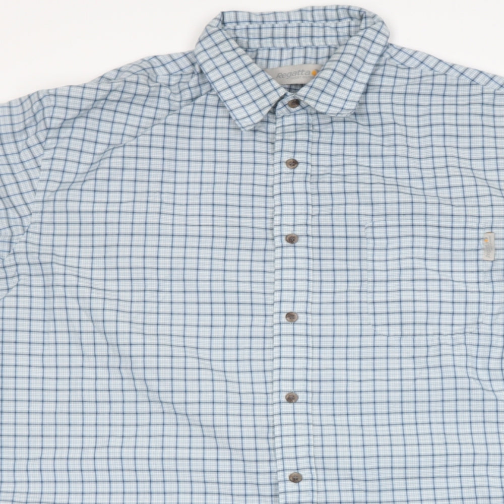 Regata Mens Grey Check Polyester  Button-Up Size 14.5 Collared