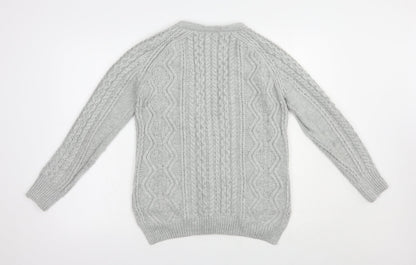 Topshop Womens Grey V-Neck  Acrylic Cardigan Jumper Size 6