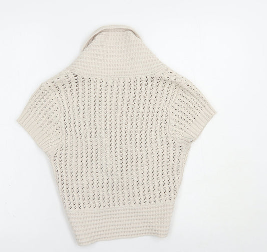 H&M Womens Beige Collared  Cotton Shrug Jumper Size S