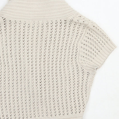 H&M Womens Beige Collared  Cotton Shrug Jumper Size S