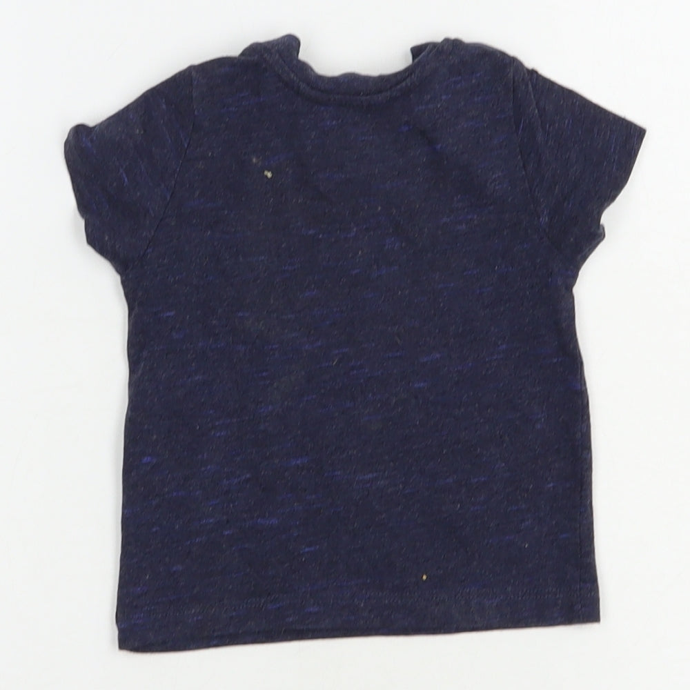 Primark Baby Blue  Cotton Pullover T-Shirt Size 3-6 Months Crew Neck Snap - Swim Crew