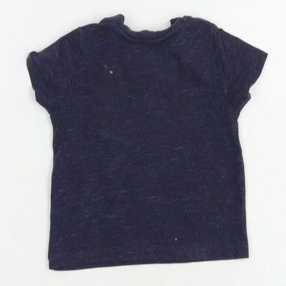 Primark Baby Blue  Cotton Pullover T-Shirt Size 3-6 Months Crew Neck Snap - Swim Crew