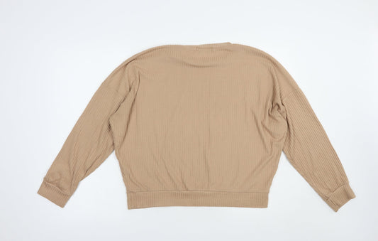 Womens UK Size L Missguided Beige Basic Blouse