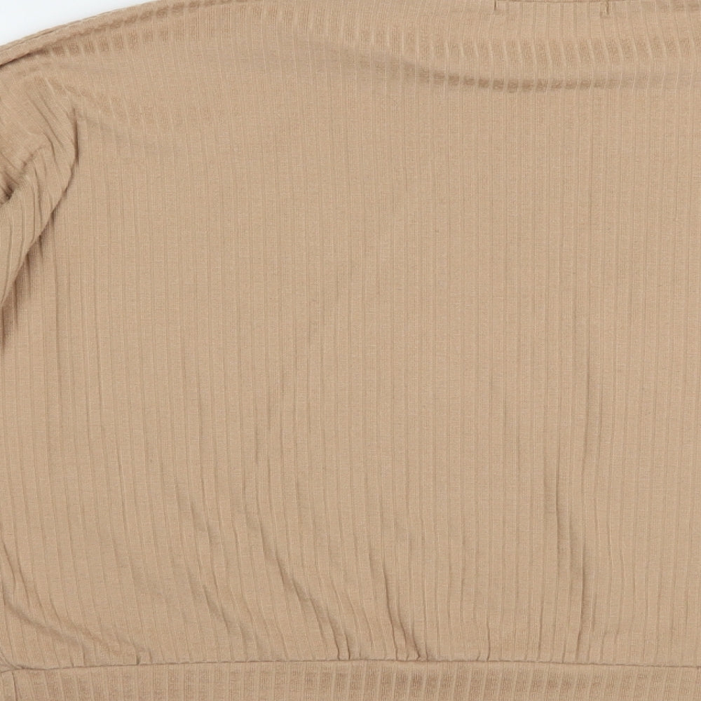 Womens UK Size L Missguided Beige Basic Blouse