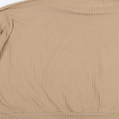 Womens UK Size L Missguided Beige Basic Blouse