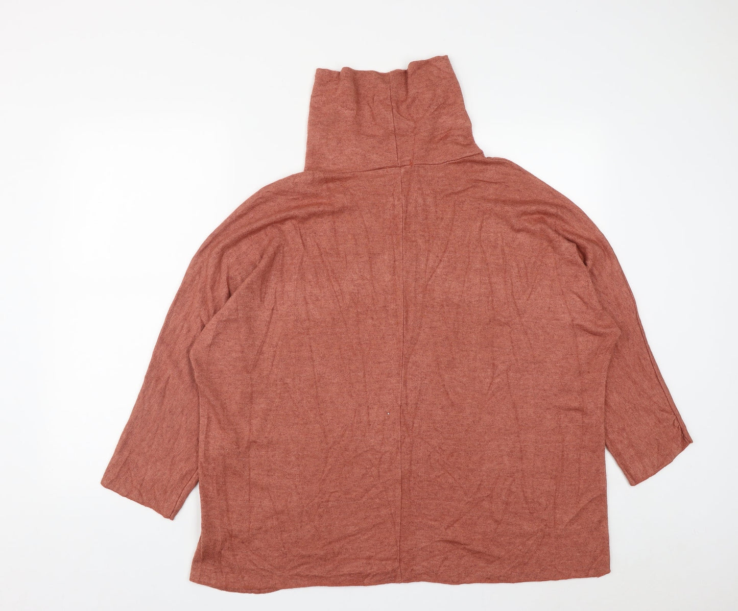 Made in Italy Womens Brown  Viscose Basic T-Shirt Size L High Neck