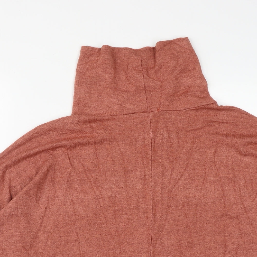 Made in Italy Womens Brown  Viscose Basic T-Shirt Size L High Neck