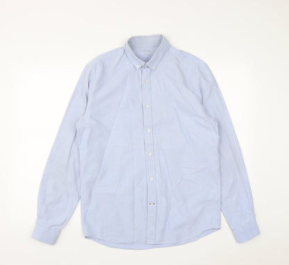 Mens UK Size M Dunnes Blue  Button-Up Long Sleeve Casual Shirt