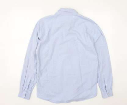 Mens UK Size M Dunnes Blue  Button-Up Long Sleeve Casual Shirt