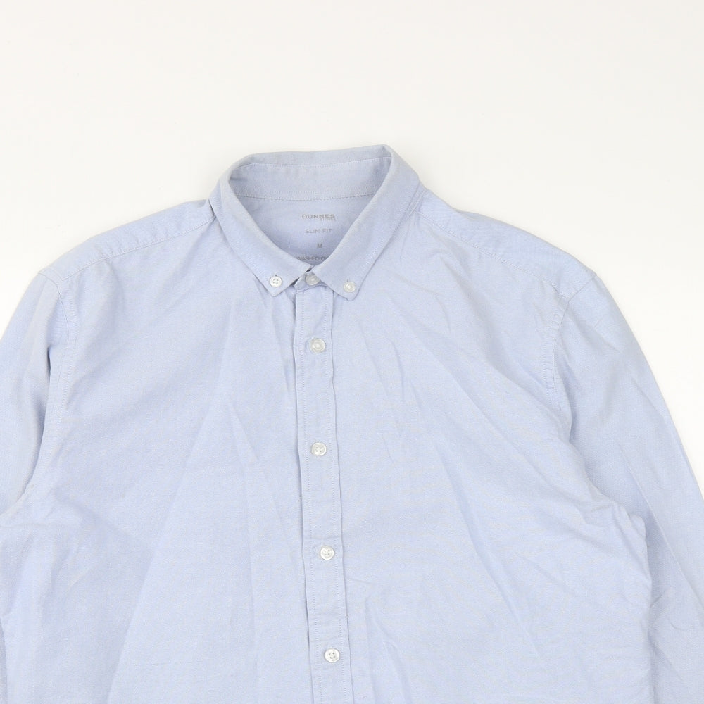 Mens UK Size M Dunnes Blue  Button-Up Long Sleeve Casual Shirt
