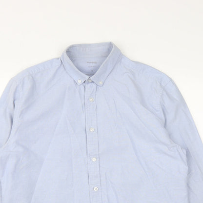 Mens UK Size M Dunnes Blue  Button-Up Long Sleeve Casual Shirt