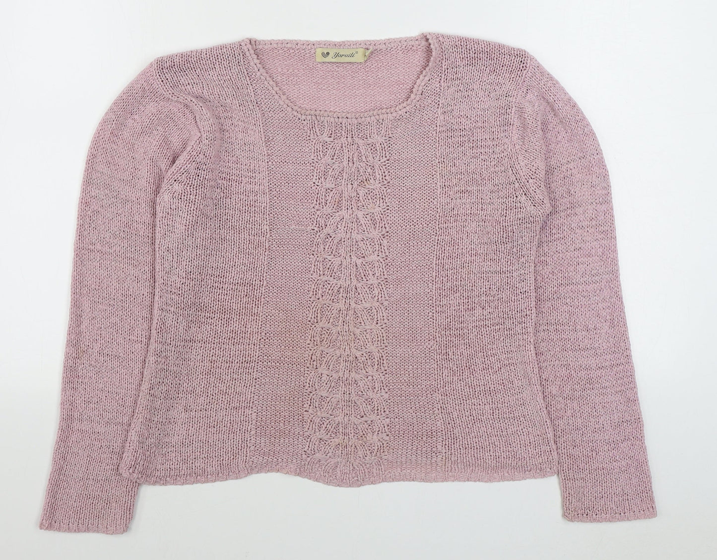 Yaruili Womens Pink Boat Neck  Viscose Pullover Jumper Size M