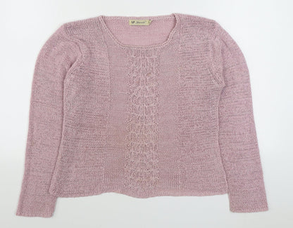 Yaruili Womens Pink Boat Neck  Viscose Pullover Jumper Size M
