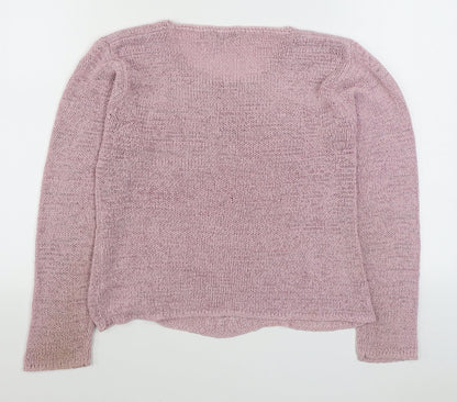 Yaruili Womens Pink Boat Neck  Viscose Pullover Jumper Size M