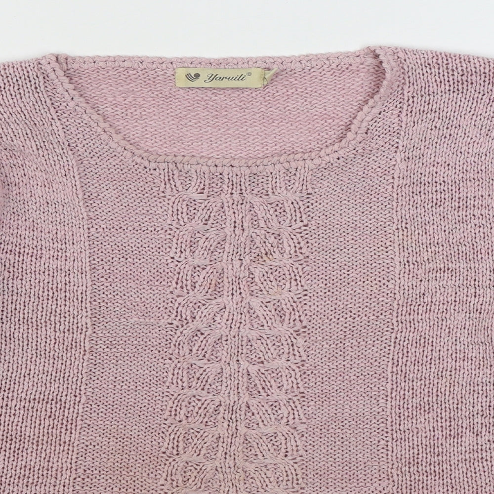 Yaruili Womens Pink Boat Neck  Viscose Pullover Jumper Size M