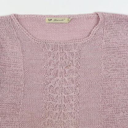 Yaruili Womens Pink Boat Neck  Viscose Pullover Jumper Size M