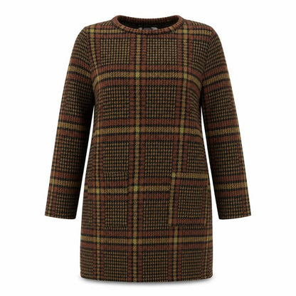 TU Womens Brown Plaid Polyester A-Line  Size 12  Scoop Neck Pullover