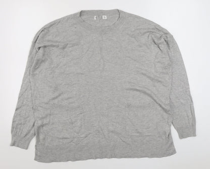 Gallery Womens Grey Round Neck  Viscose Pullover Jumper Size L