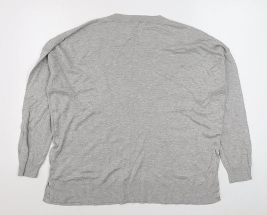 Gallery Womens Grey Round Neck  Viscose Pullover Jumper Size L