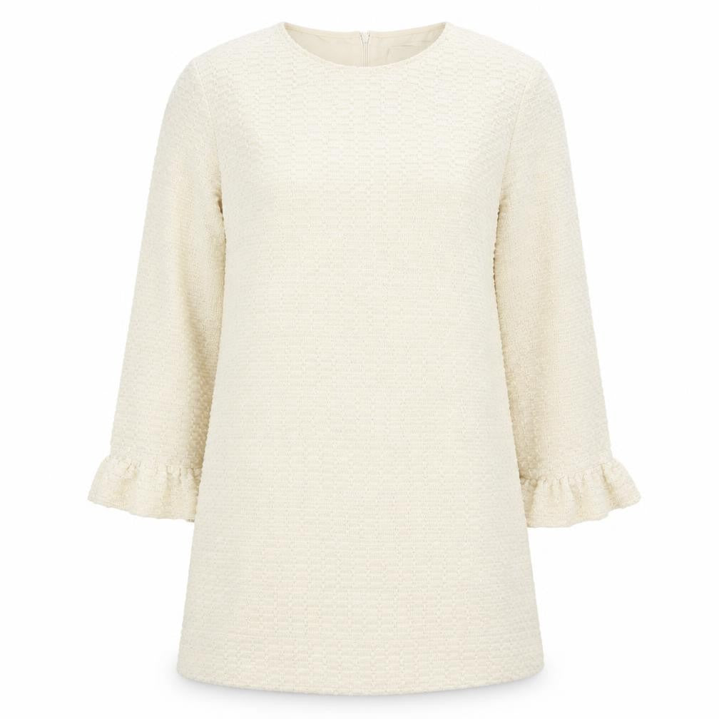 Zara Womens Ivory  Polyester Sheath  Size L  Round Neck Zip