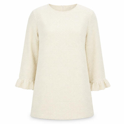 Zara Womens Ivory  Polyester Sheath  Size L  Round Neck Zip