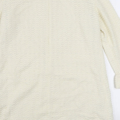 Zara Womens Ivory  Polyester Sheath  Size L  Round Neck Zip