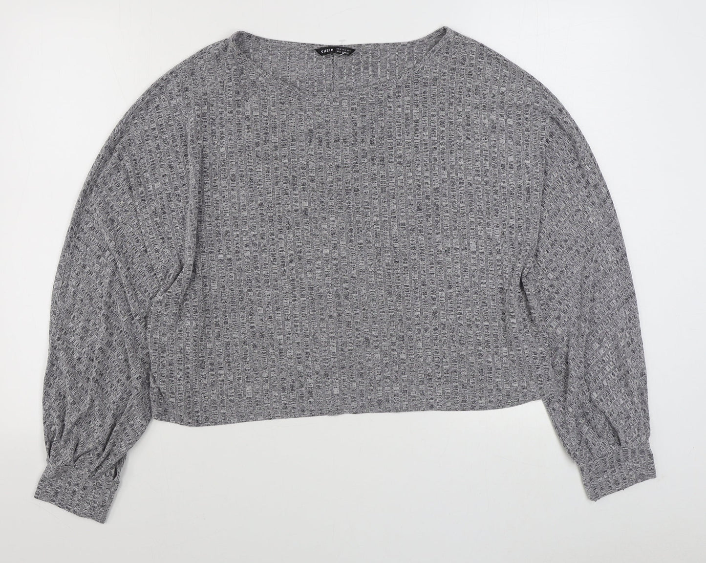 SheIn Womens Grey Boat Neck  Polyester Pullover Jumper Size XL