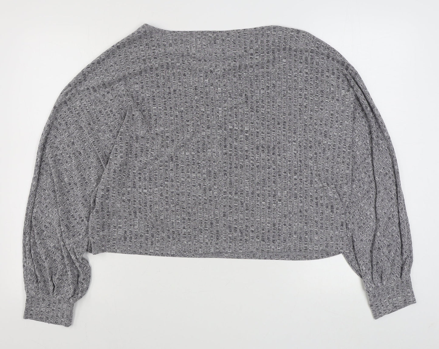 SheIn Womens Grey Boat Neck  Polyester Pullover Jumper Size XL