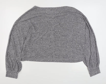 SheIn Womens Grey Boat Neck  Polyester Pullover Jumper Size XL