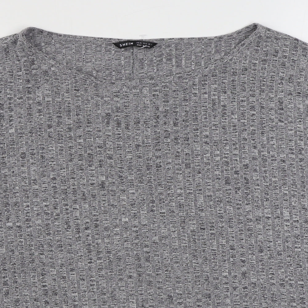 SheIn Womens Grey Boat Neck  Polyester Pullover Jumper Size XL