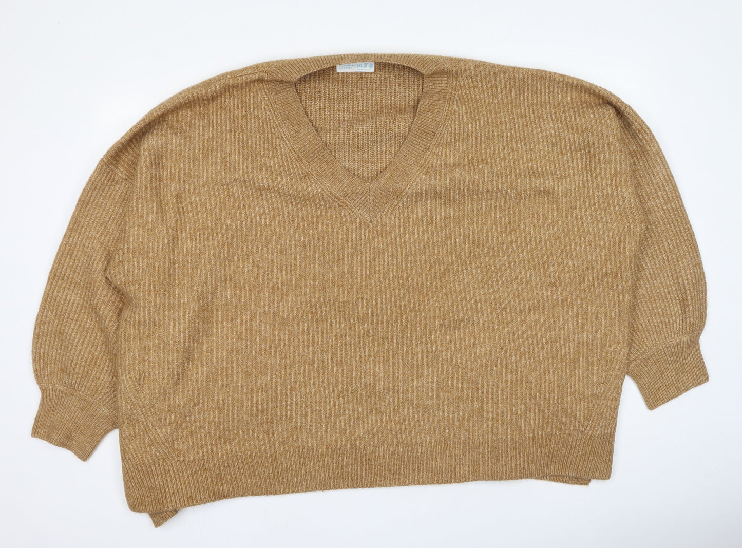 Primark  Womens Brown Round Neck  Acrylic Pullover Jumper Size 2XL