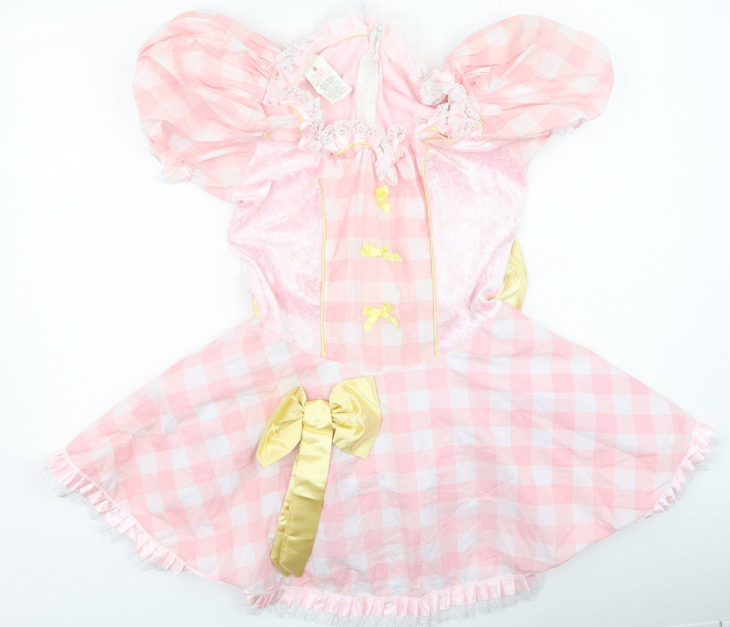 rubies Girls Pink Plaid Polyester Ball Gown  Size M  Square Neck